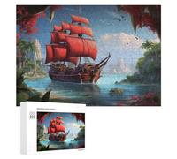 300 PCS Rompecabezas para Adultos Rompecabezas Pirate Ship in Tropical Paradise Rompecabezas Juegos Relajantes Una Obra De Arte Cumpleaños 300 PCS