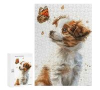 300 PCS Rompecabezas para Adultos Rompecabezas Puppy and Butterfly Rompecabezas para Adultos Juguetes Antiestrés Juego Difícil Y Desafiante Regalos 300 PCS