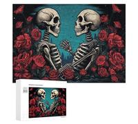 300 PCS Rompecabezas para Adultos Rompecabezas Skulls in Roses A Gothic Romance Rompecabezas Juegos Relajantes Una Obra De Arte Cumpleaños 300 PCS