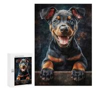 300 PCS Rompecabezas para Adultos Rompecabezas Smiling Doberman Puppy Rompecabezas para Adultos Juguetes Antiestrés Juego Difícil Y Desafiante Regalos 300 PCS