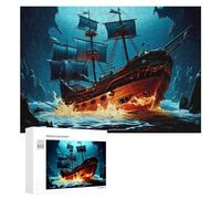 300 PCS Rompecabezas para Adultos Rompecabezas Sunken Pirate Ship in Mysterious Cavern Rompecabezas Juegos Relajantes Una Obra De Arte Cumpleaños 300 PCS