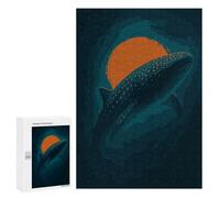300 PCS Rompecabezas para Adultos Rompecabezas Whale Shark and Sun Digital Art Rompecabezas para Adultos Juguetes Antiestrés Juego Difícil Y Desafiante Regalos 300 PCS