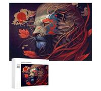 300 PCS Rompecabezas para Adultos Rompecabezas Whimsical Lion Portrait Rompecabezas Juegos Relajantes Una Obra De Arte Cumpleaños 300 PCS