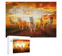 300 PCS Rompecabezas para Adultos Rompecabezas Wild Horses at Sunset Rompecabezas Juegos Relajantes Una Obra De Arte Cumpleaños 300 PCS