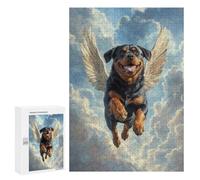 300 PCS Rompecabezas para Adultos Rottweiler with Angel Wings A Tribute to Strength and Love Rompecabezas para Adultos Juguete Decoración De Pared Decoración del Hogar 300 PCS