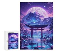 300 PCS Rompecabezas para Adultos Sakura Moonlit Lake Rompecabezas para Adultos Juego De Ingenio Pero Divertidos Y Regalos Humorísticos para Amigos Y Familiares 300 PCS