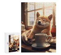 300 PCS Rompecabezas para Adultos Shiba Inu Coffee Cute Dog Rompecabezas para Adultos Juguete Decoración De Pared Decoración 300 PCS