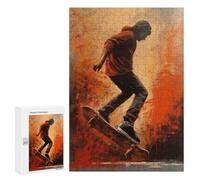 300 PCS Rompecabezas para Adultos Skateboarder Oil Painting Rompecabezas para Adultos Juguetes Antiestrés Una Obra De Arte Difícil Y Desafiante 300 PCS