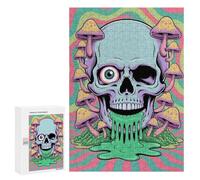 300 PCS Rompecabezas para Adultos Skull with Mushrooms Trippy Art Rompecabezas para Adultos Juegos Familiares Regalos para Mujeres Interacción Entre Padres E Hijos 300 PCS