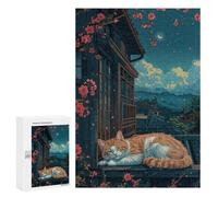 300 PCS Rompecabezas para Adultos Sleeping Cat in Japanese Garden Rompecabezas para Adultos Juegos De Relajación Regalos para Mujeres Regalos De Cumpleaños 300 PCS