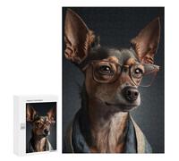 300 PCS Rompecabezas para Adultos Smart Dog in Glasses Portrait Rompecabezas para Adultos Juego De Ingenio Pero Divertidos Y Regalos Humorísticos para Amigos Y Familiares 300 PCS