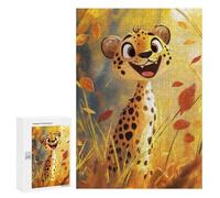 300 PCS Rompecabezas para Adultos Smiling Cheetah in Autumn Rompecabezas para Adultos Juegos Divertidos Alivia El Estrés Desafiante De Completar 300 PCS