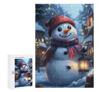 300 PCS Rompecabezas para Adultos Smiling Snowman with Lantern Christmas Rompecabezas para Adultos Juego De Ingenio Pero Divertidos Y Regalos Humorísticos para Amigos Y Familiares 300 PCS