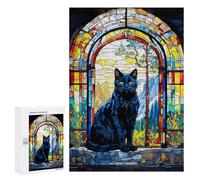 300 PCS Rompecabezas para Adultos Stained Glass Cat Rompecabezas para Adultos Juegos De Relajación Regalos para Mujeres Regalos De Cumpleaños 300 PCS