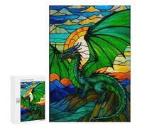 300 PCS Rompecabezas para Adultos Stained Glass Dragon Rompecabezas para Adultos Juego De Ingenio Pero Divertidos Y Regalos Humorísticos para Amigos Y Familiares 300 PCS
