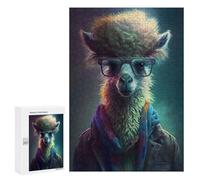 300 PCS Rompecabezas para Adultos Stylish Alpaca with Glasses Rompecabezas para Adultos Juego De Ingenio Pero Divertidos Y Regalos Humorísticos para Amigos Y Familiares 300 PCS
