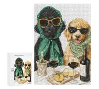 300 PCS Rompecabezas para Adultos Stylish Dogs Enjoying Wine and Cheese Rompecabezas para Adolescentes Regalo De Cumpleaños Ayuda A Ejercitar El Cerebro Juego Desafiante Regalos 300 PCS