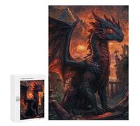 300 PCS Rompecabezas para Adultos Sunset Dragon Sentinel Rompecabezas para Adultos Juguete Decoración De Pared Mejora Los Recuerdos Regalos para Amigos Y Familiares 300 PCS