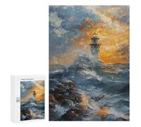 300 PCS Rompecabezas para Adultos Sunset Waves Lighthouse Rompecabezas para Adultos Juguetes Antiestrés Una Obra De Arte Difícil Y Desafiante 300 PCS