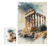 300 PCS Rompecabezas para Adultos Temple of Poseidon Sounion Rompecabezas para Adultos Juegos Divertidos Alivia El Estrés Desafiante De Completar 300 PCS