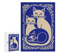 300 PCS Rompecabezas para Adultos Three Cats in Floral Frame Rompecabezas para Adolescentes: Mejora La Memoria. Cada Pieza Es Única: Juguetes Educativos De Aprendizaje 300 PCS