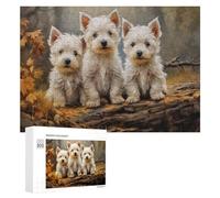300 PCS Rompecabezas para Adultos Three West Highland White Terrier Puppies Rompecabezas para Adultos Juguetes De Bricolaje Análisis Y Lógica Cumpleaños Y Navidad 300 PCS