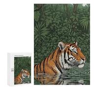300 PCS Rompecabezas para Adultos Tiger in Water Jungle Illustration Rompecabezas para Adultos Juegos Divertidos Vacaciones En Casa Matar El Tiempo Regalos De Cumpleaños Y Únicos 300 PCS