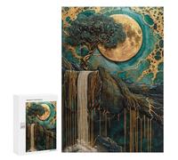 300 PCS Rompecabezas para Adultos Tree in The Rock Waterfall Rompecabezas para Adultos Juegos De Relajación Regalos para Mujeres Regalos De Cumpleaños 300 PCS