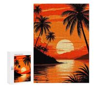 300 PCS Rompecabezas para Adultos Tropical Sunset with Palm Trees Rompecabezas para Adultos Juego De Ingenio Pero Divertido Y Humorístico Actividades Divertidas En Casa, 300 PCS