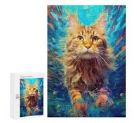 300 PCS Rompecabezas para Adultos Underwater Cat 3 Rompecabezas para Adultos Juegos Relajantes Corte De Precisión Cumpleaños Y Navidad 300 PCS