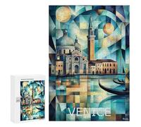 300 PCS Rompecabezas para Adultos Venice Geometric Cityscape - Grand Canal & Basilica Art Rompecabezas para Adultos Juguetes De Bricolaje Decoración del Hogar Difíciles Y Desafiantes 300 PCS