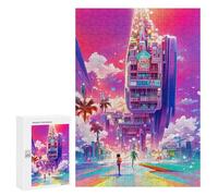 300 PCS Rompecabezas para Adultos Vibrant Future Cityscape -2 Rompecabezas Juguetes Antiestrés Regalos para Mujeres Difíciles Y Desafiantes 300 PCS