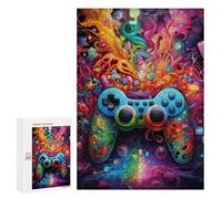 300 PCS Rompecabezas para Adultos Vibrant Gaming Controller Artwork -5 Rompecabezas para Adultos Juguetes Antiestrés Decoración del Hogar Cumpleaños Y Navidad 300 PCS