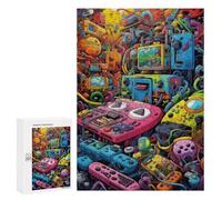 300 PCS Rompecabezas para Adultos Vibrant Retro Gaming Devices -2 Rompecabezas para Adultos Juegos De Relajación Regalo De Cumpleaños Cumpleaños Y Navidad 300 PCS