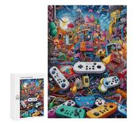 300 PCS Rompecabezas para Adultos Video Game Controllers in A Digital Artwork Rompecabezas para Adultos Juegos De Relajación Regalo De Cumpleaños Cumpleaños Y Navidad 300 PCS