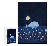 300 PCS Rompecabezas para Adultos Whale and Jellyfish Under Moonlight Rompecabezas para Adultos Juegos Familiares Regalos para Mujeres Interacción Entre Padres E Hijos 300 PCS