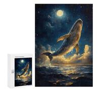 300 PCS Rompecabezas para Adultos Whale in The Night Sky Rompecabezas para Adultos Juguetes Antiestrés Una Obra De Arte Difícil Y Desafiante 300 PCS
