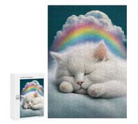 300 PCS Rompecabezas para Adultos White Kitten Sleeping Rompecabezas para Adultos Juegos Divertidos Vacaciones En Casa Matar El Tiempo Regalos De Cumpleaños Y Únicos 300 PCS