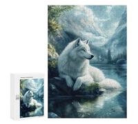 300 PCS Rompecabezas para Adultos White Wolf by The Lake Juego Familiar De Rompecabezas Análisis Y Lógica Interacción Entre Padres E Hijos 300 PCS