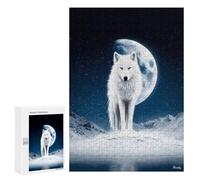 300 PCS Rompecabezas para Adultos White Wolf Under The Winter Moon Rompecabezas para Adultos Juguetes De Bricolaje Decoración del Hogar Difíciles Y Desafiantes 300 PCS