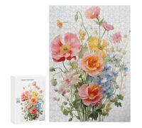 300 PCS Rompecabezas para Adultos Wild Flower Pink Blue Red Rompecabezas para Adultos Juguetes De Bricolaje Análisis Y Lógica Cumpleaños Y Navidad 300 PCS