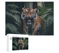 300 PCS Rompecabezas para Adultos Wild Tiger Roaring in Jungle Rompecabezas Juguetes Antiestrés Regalos para Mujeres Difíciles Y Desafiantes 300 PCS