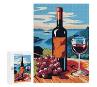 300 PCS Rompecabezas para Adultos Wine and Grapes Still Life Rompecabezas para Adultos Juguete Decoración De Pared Arte De Pared Desafiante De Completar 300 PCS
