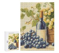 300 PCS Rompecabezas para Adultos Wine Bottle and Grapes Still Life Rompecabezas para Adultos Juegos Divertidos Vacaciones En Casa Matar El Tiempo Regalos De Cumpleaños Y Únicos 300 PCS