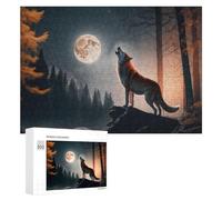 300 PCS Rompecabezas para Adultos Wolf Howling at Full Moon Rompecabezas para Adultos Juegos De Relajación Regalo De Cumpleaños Cumpleaños Y Navidad 300 PCS
