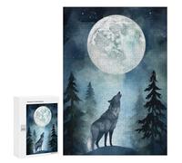 300 PCS Rompecabezas para Adultos Wolf Howling at The Moon Juego Familiar De Rompecabezas Análisis Y Lógica Interacción Entre Padres E Hijos 300 PCS