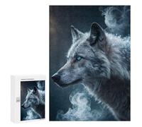 300 PCS Rompecabezas para Adultos Wolf with Blue Eyes and Smoke Rompecabezas para Adultos Juegos Familiares Regalos para Mujeres 300 PCS