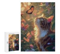 300 PCS Rompecabezas para Adultos Y Adolescentes Cat Butterfly Garden Fantasy -1 Rompecabezas para Adultos Juegos De Relajación Desafío Difícil Interacción Entre Padres E Hijos 300 PCS
