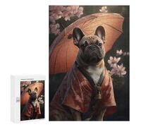 300 PCS Rompecabezas para Adultos Y Adolescentes Fawn French Bulldog Kimono Rompecabezas para Adultos Juego Familiar Desafío Difícil 300 PCS