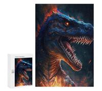 300 PCS Rompecabezas para Adultos Y Adolescentes Fiery Dinosaur Artwork Rompecabezas para Adultos Juegos De Relajación Desafío Difícil Interacción Entre Padres E Hijos 300 PCS